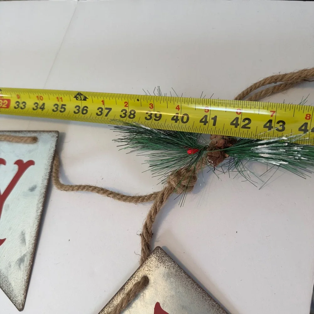 Merry Christmas Galvanized Metal Banner Rustic‎ Farmhouse Holiday Bunting 42in